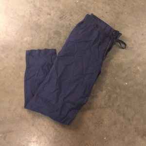 Uniqlo navy blue/black cotton linen trouser